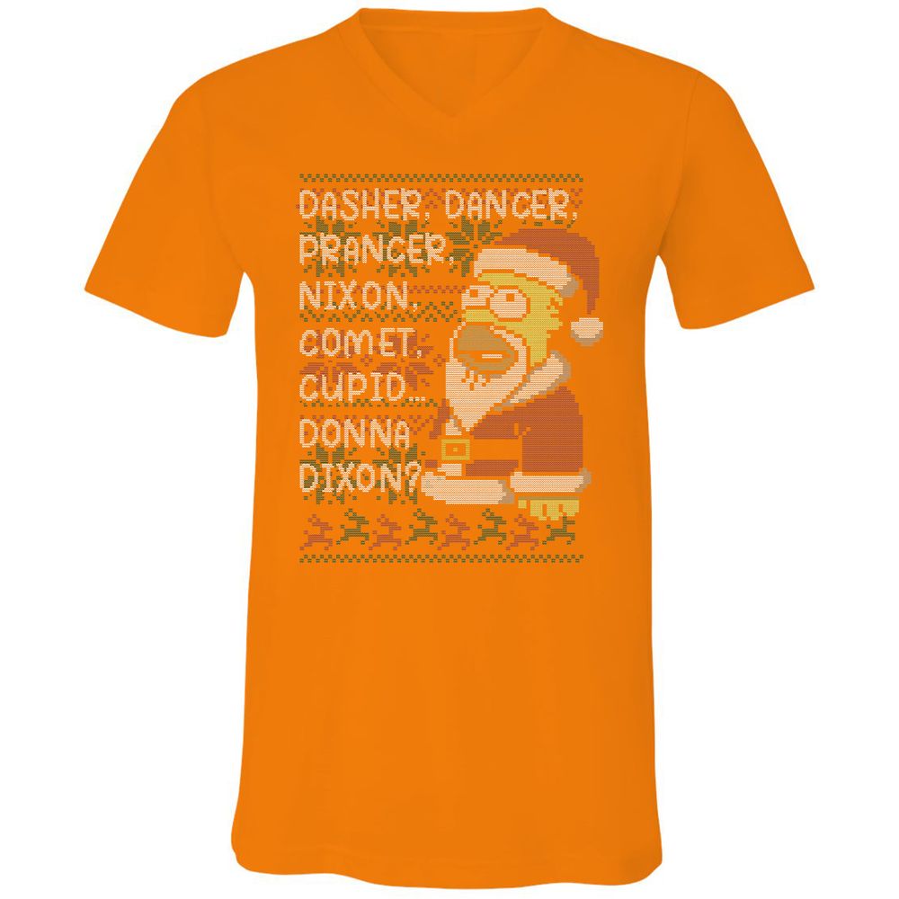Unisex V-Neck T-Shirt - XU99ZG5J - Orange - 11