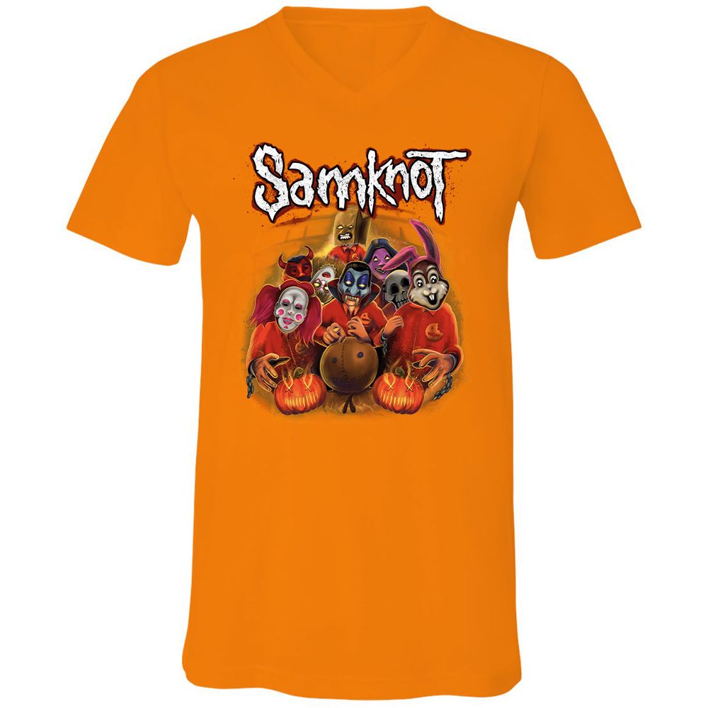 Unisex V-Neck T-Shirt - NR4DX82Q - Orange - 11