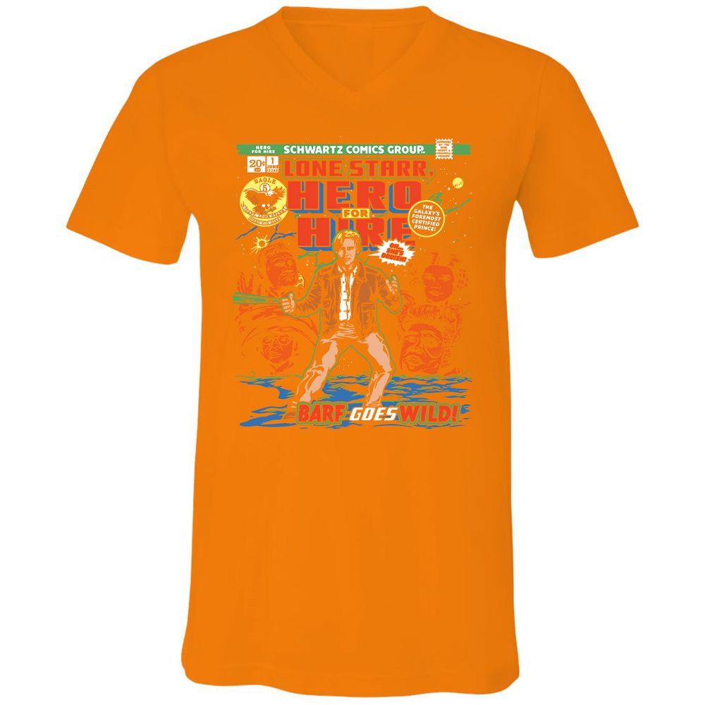 Unisex V-Neck T-Shirt - G9DLJXX4 - Orange - 11