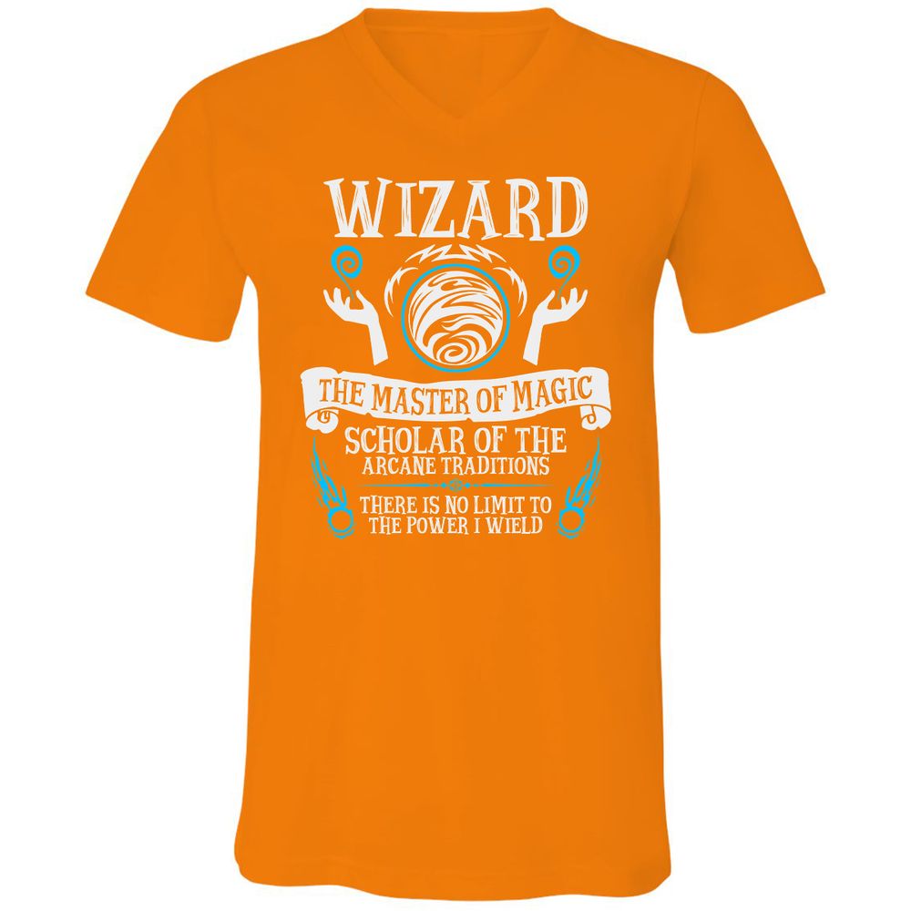 Unisex V-Neck T-Shirt - UQV42GED - Orange - 11