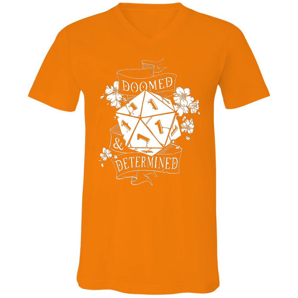 Unisex V-Neck T-Shirt - HQB9XJKM - Orange - 11