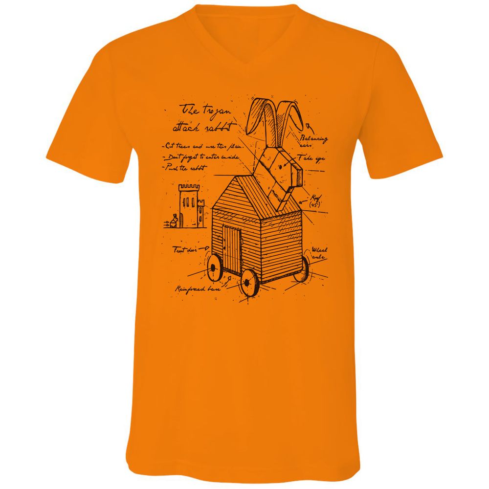 Unisex V-Neck T-Shirt - V1Q682QH - Orange - 11