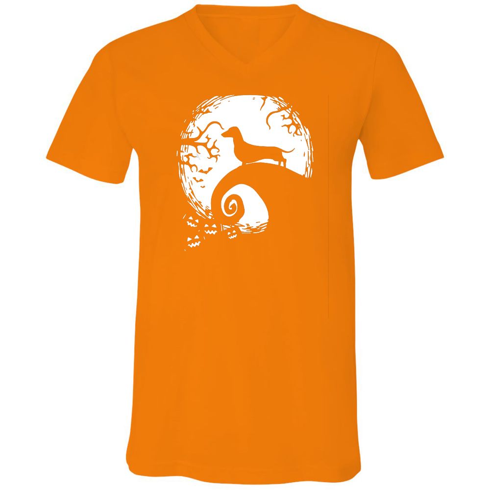 Unisex V-Neck T-Shirt - M6GEFL3Y - Orange - 11