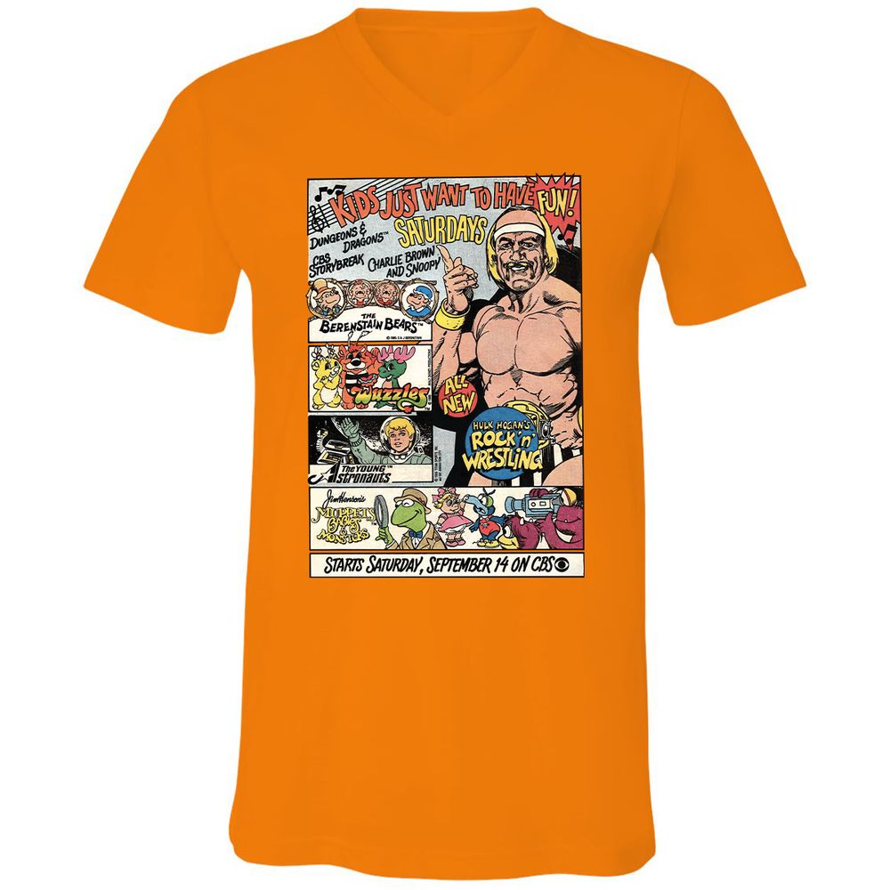 Unisex V-Neck T-Shirt - GLBKZBC8 - Orange - 11