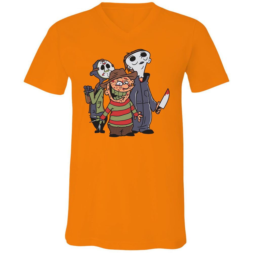 Unisex V-Neck T-Shirt - 66JE8PQM - Orange - 11