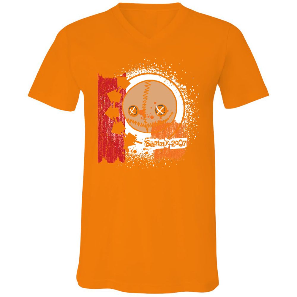 Unisex V-Neck T-Shirt - YYU1XRK2 - Orange - 11
