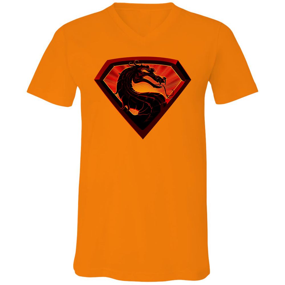 Unisex V-Neck T-Shirt - J6P92K4Q - Orange - 11