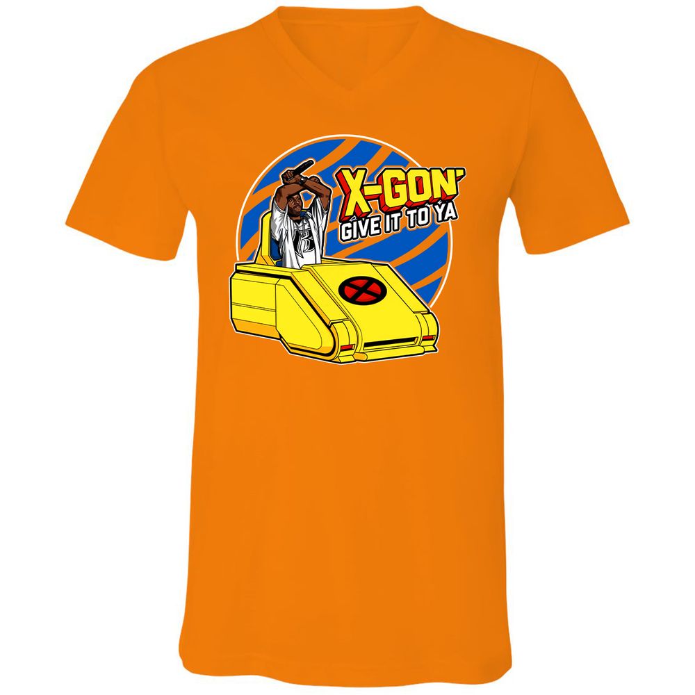 Unisex V-Neck T-Shirt - ZE6WX3FP - Orange - 11