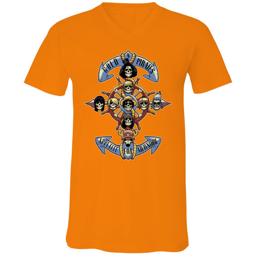 Unisex V-Neck T-Shirt - NPJ5LTPQ - Orange - 11