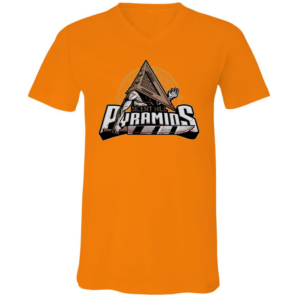 Unisex V-Neck T-Shirt - YXBG6ET9 - Orange - 11