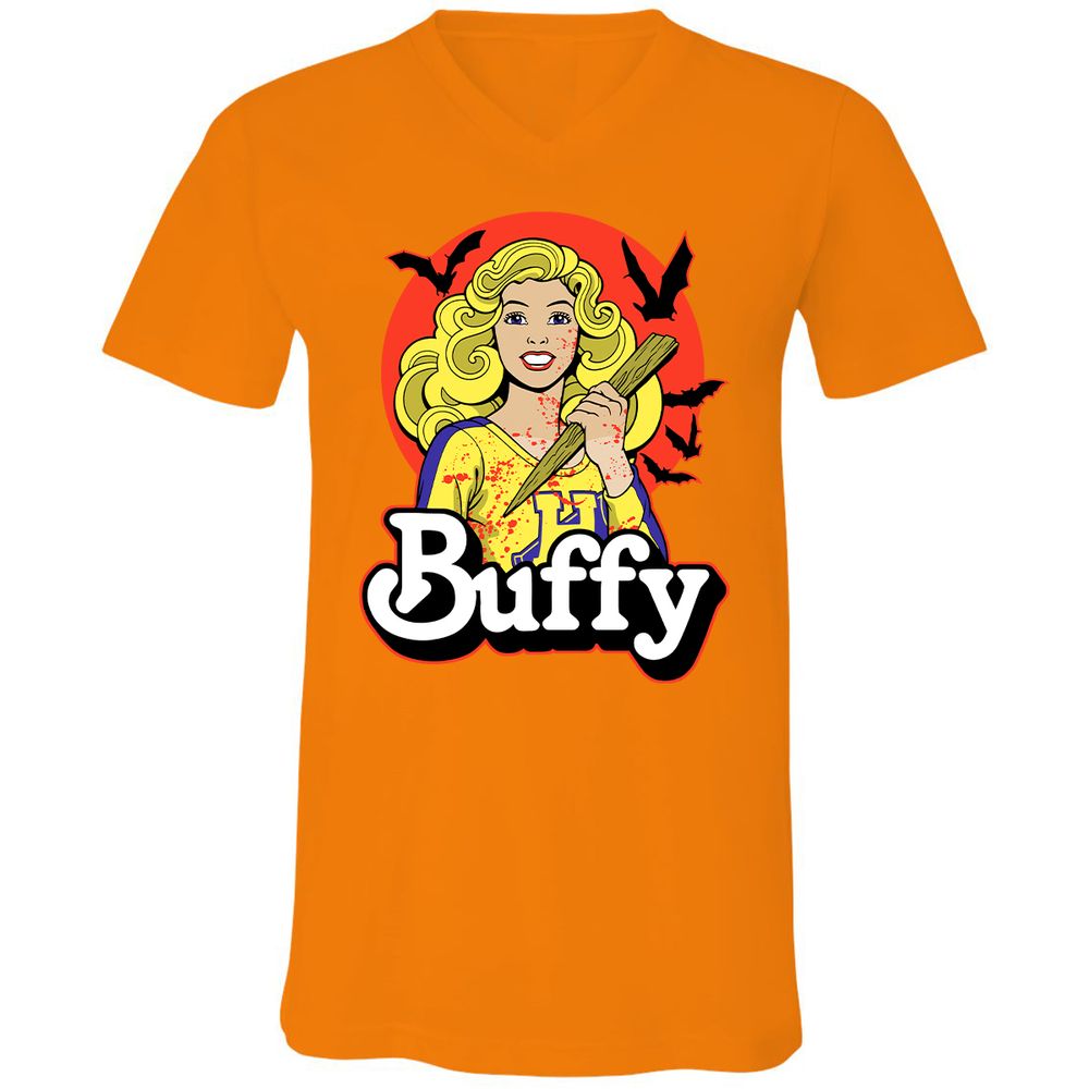 Unisex V-Neck T-Shirt - 5NQ9F77N - Orange - 11