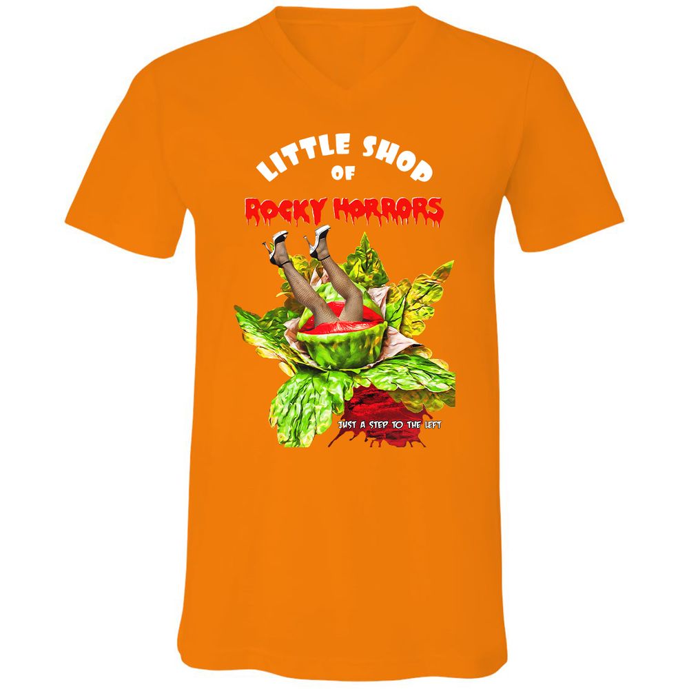 Unisex V-Neck T-Shirt - Black - Orange - 11