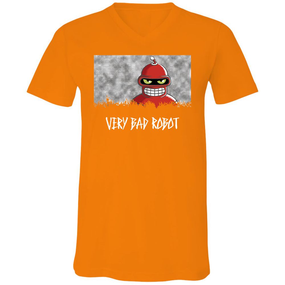 Unisex V-Neck T-Shirt - Black - Orange - 11