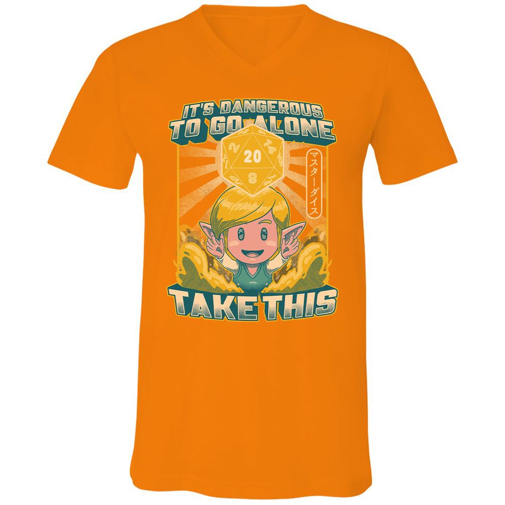 Unisex V-Neck T-Shirt - 8BF4HHJ8 - Orange - 11