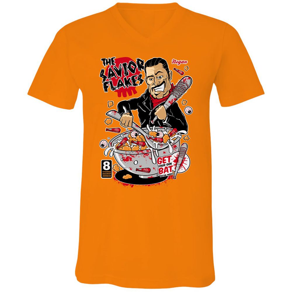 Unisex V-Neck T-Shirt - QTFZ2FYS - Orange - 11