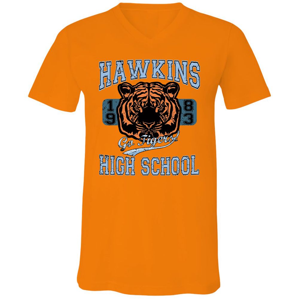 Unisex V-Neck T-Shirt - DVQDPYWF - Orange - 11