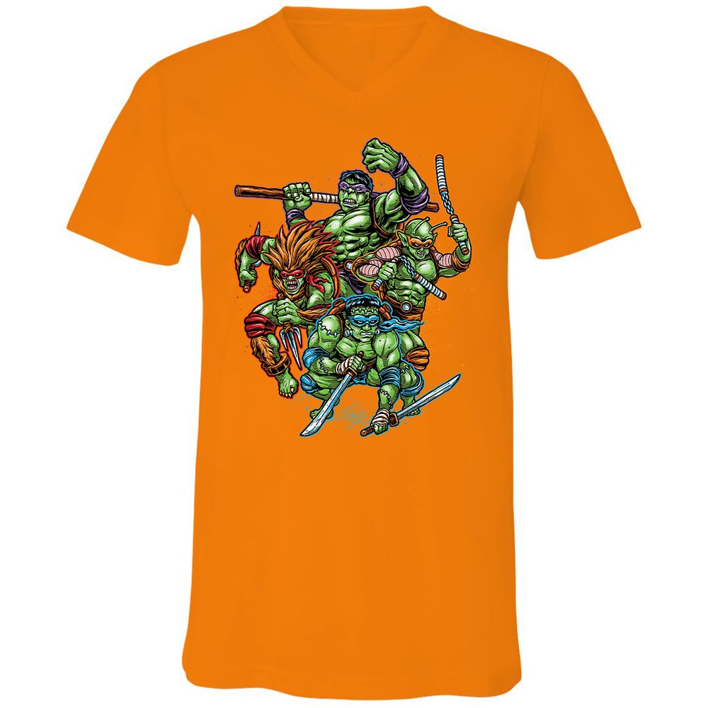 Unisex V-Neck T-Shirt - 89PUVF6B - Orange - 11