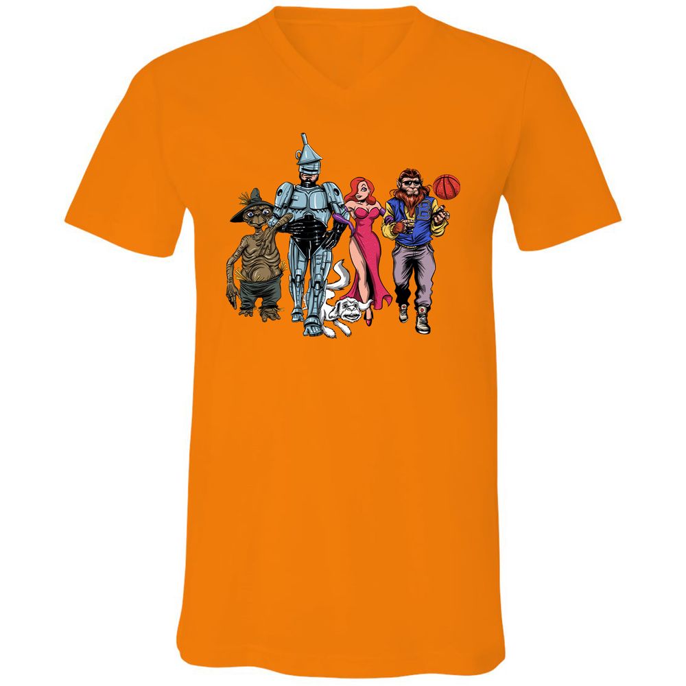 Unisex V-Neck T-Shirt - WKZJNMUW - Orange - 11
