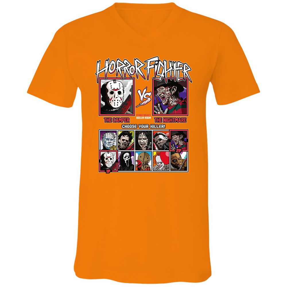 Unisex V-Neck T-Shirt - CALQGWQX - Orange - 11