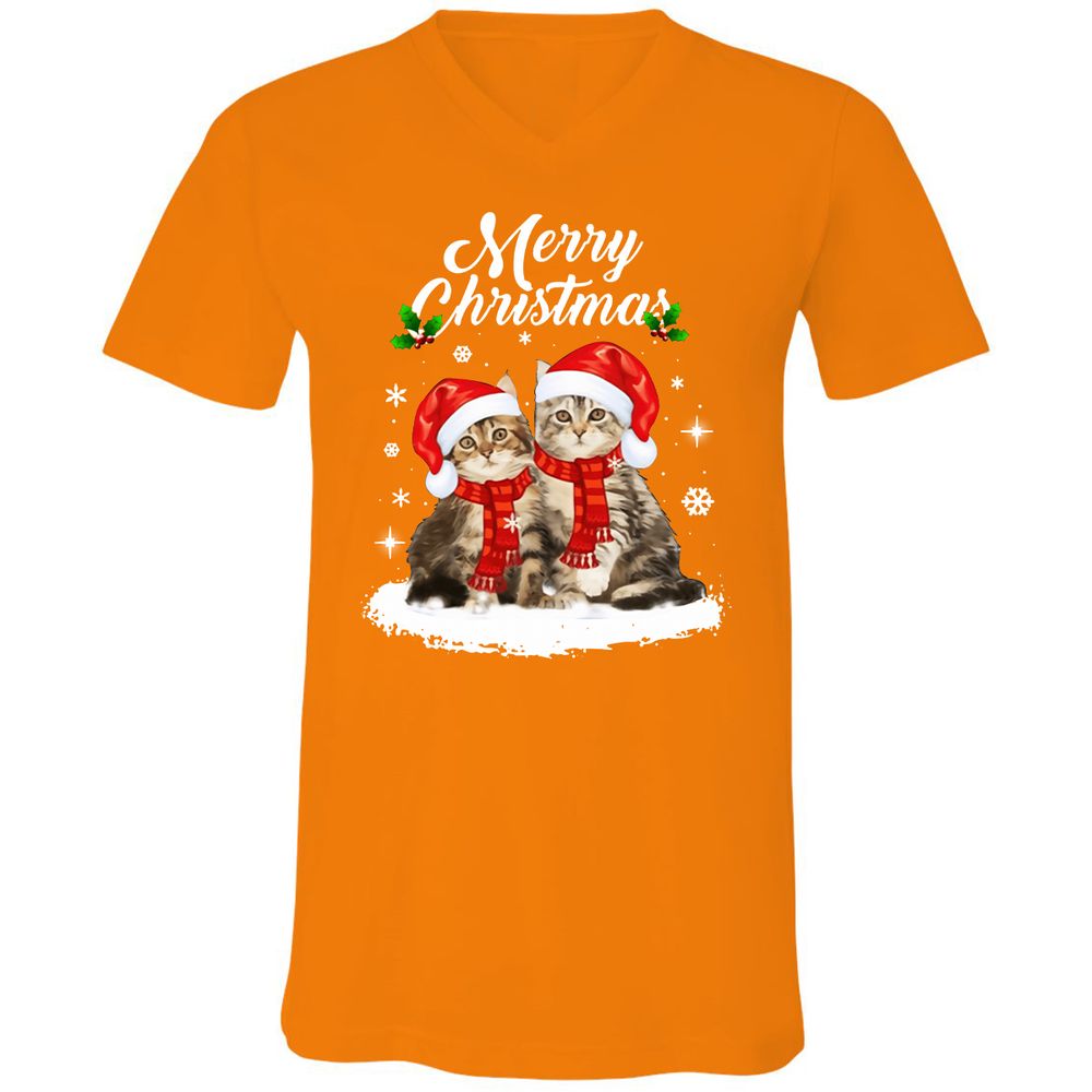Unisex V-Neck T-Shirt - 7KWZGAJS - Orange - 11