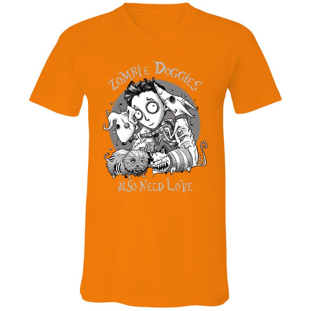 Unisex V-Neck T-Shirt - W2ARTKF4 - Orange - 11
