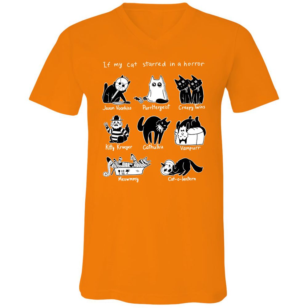 Unisex V-Neck T-Shirt - U3TK7NA8 - Orange - 11