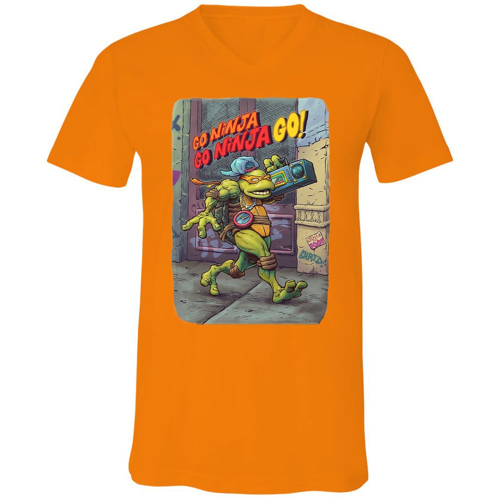 Unisex V-Neck T-Shirt - 3WZ7M4JQ - Orange - 11