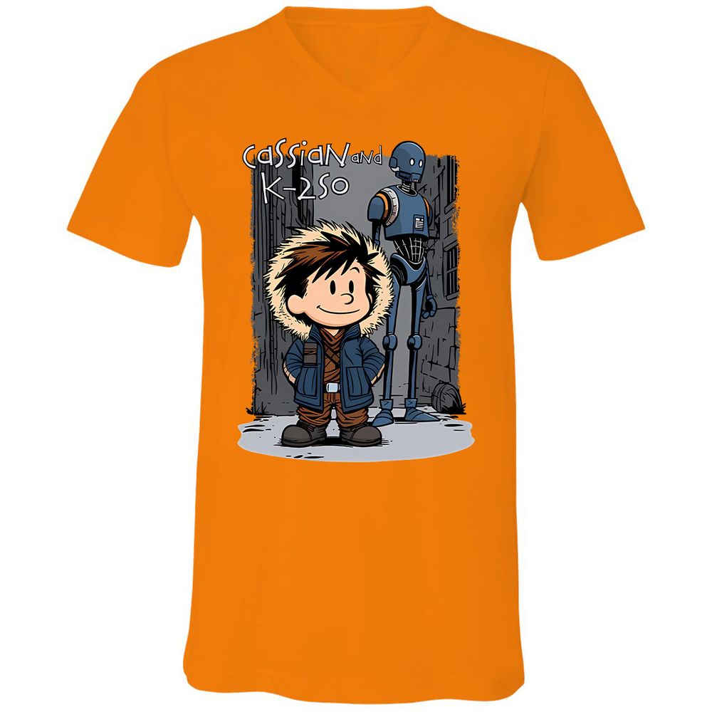 Unisex V-Neck T-Shirt - 7XF8XK8F - Orange - 11