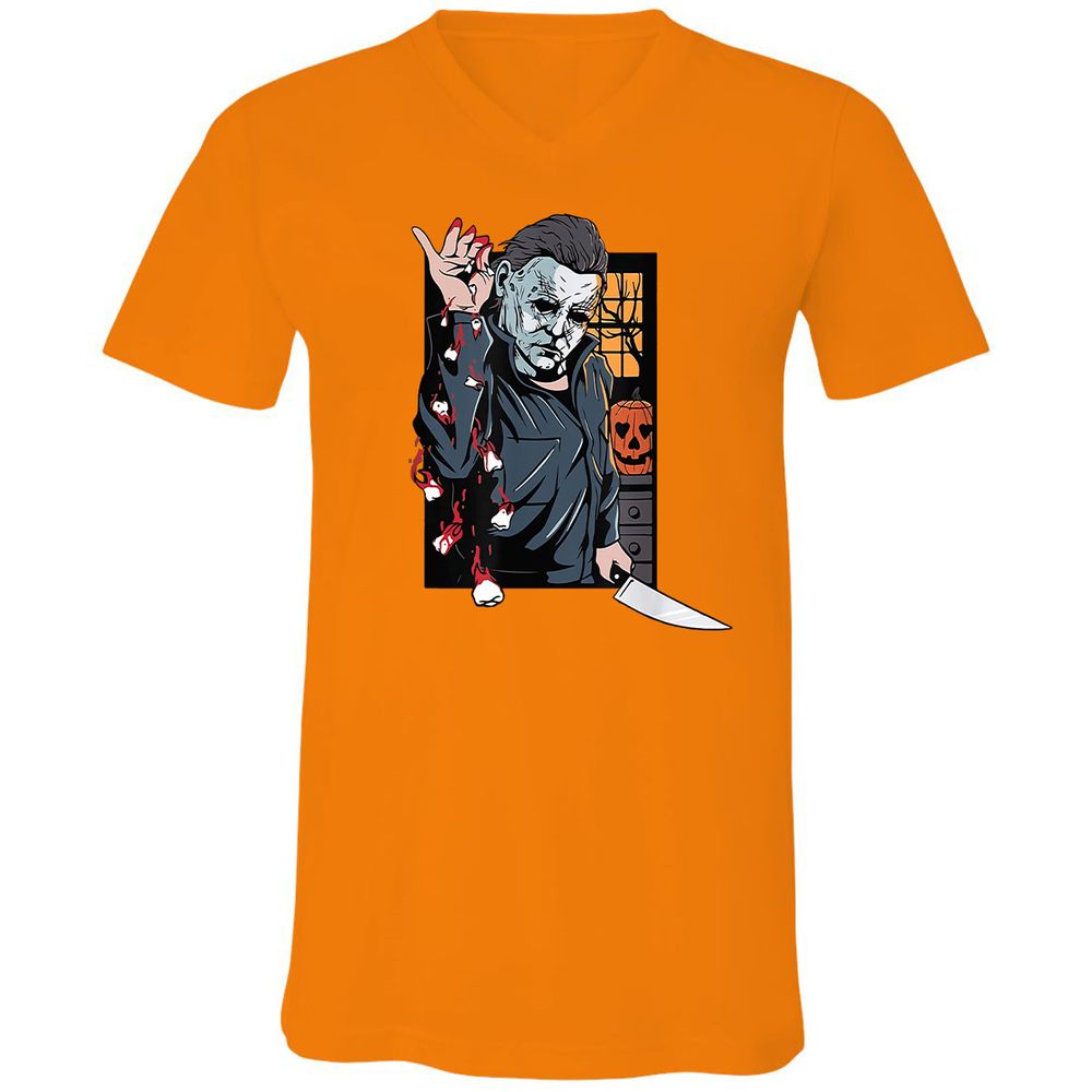 Unisex V-Neck T-Shirt - QGENDHGJ - Orange - 11