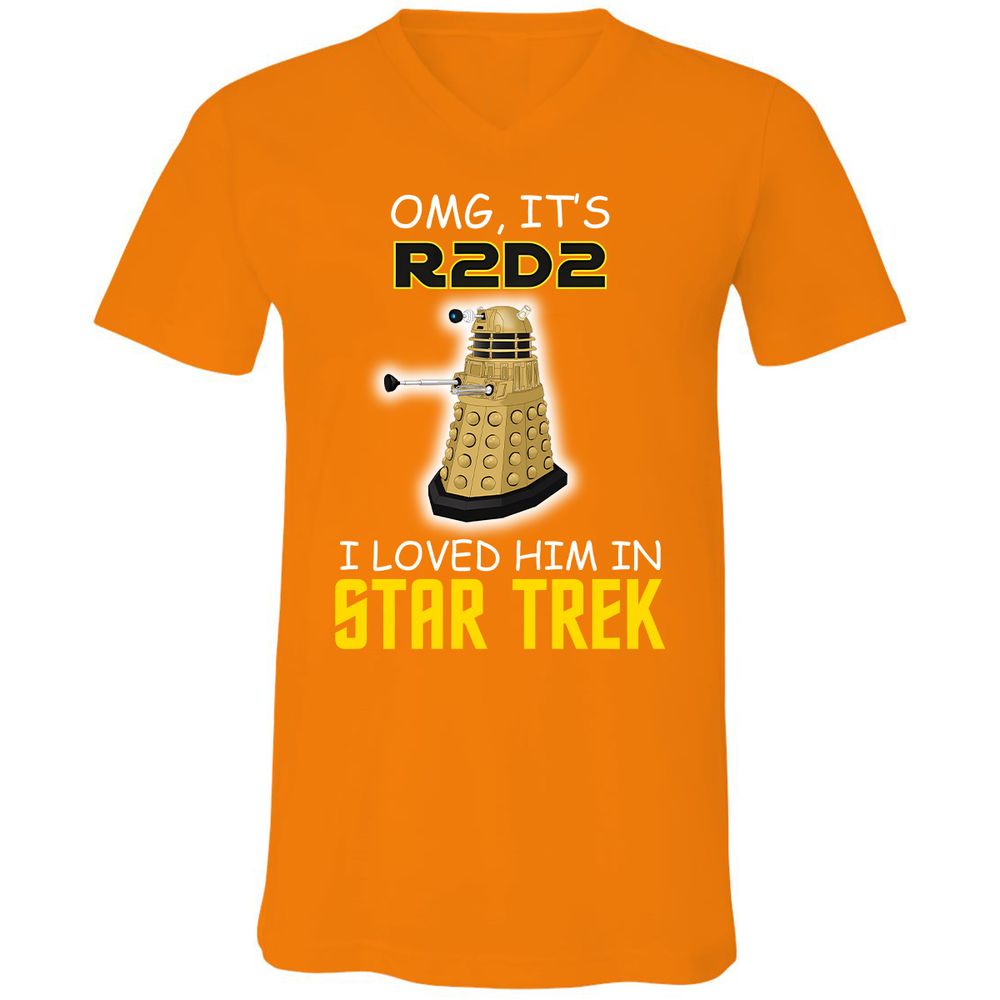 Unisex V-Neck T-Shirt - KNWNACST - Orange - 11