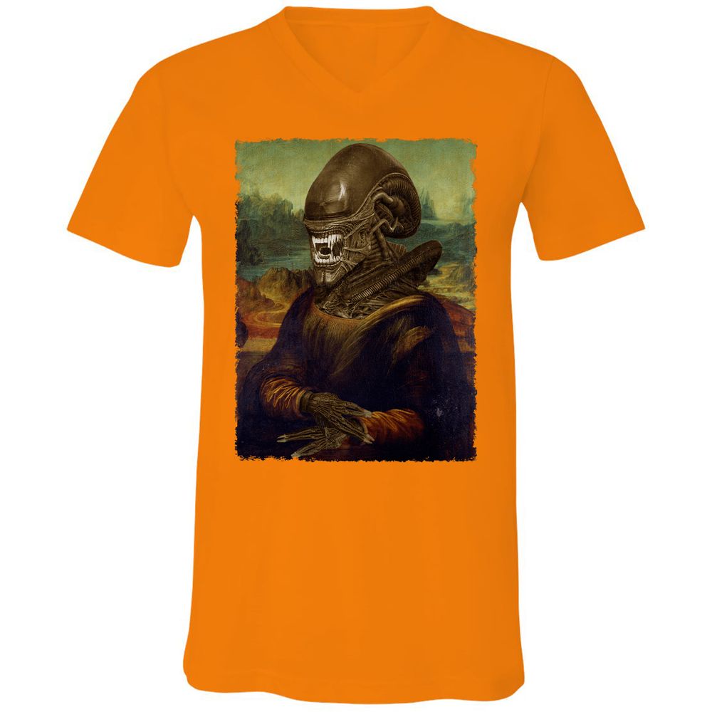 Unisex V-Neck T-Shirt - 1WGK514Y - Orange - 11