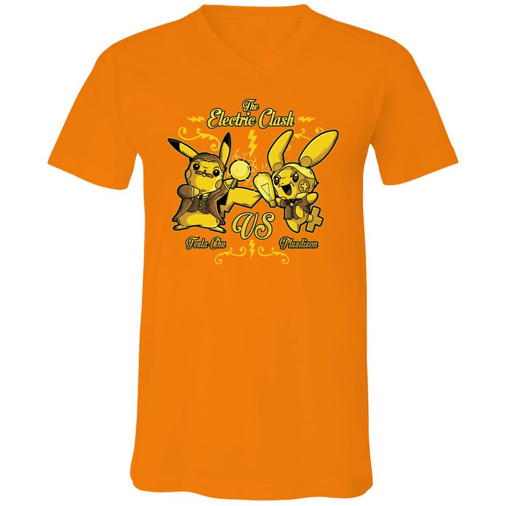 Unisex V-Neck T-Shirt - QWFGCXPK - Orange - 11