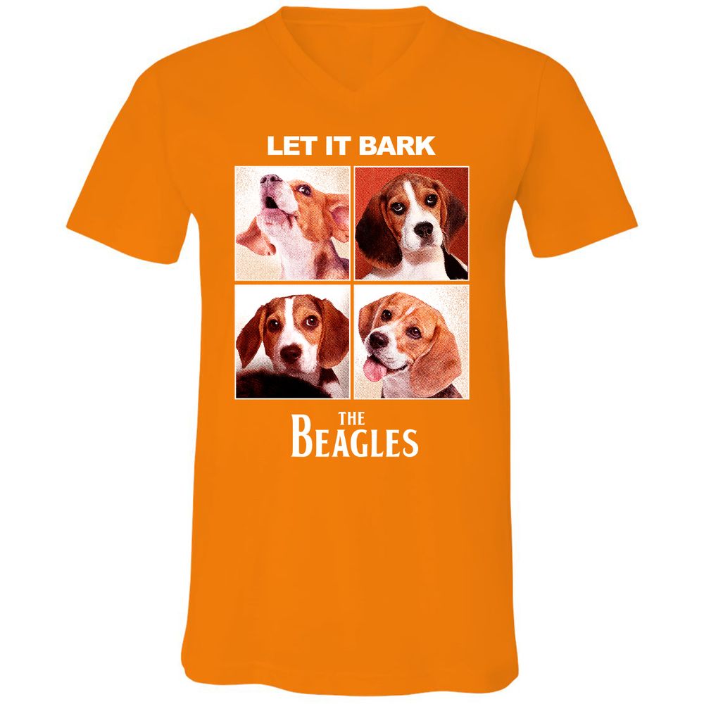 Unisex V-Neck T-Shirt - FDXZ7E8W - Orange - 11