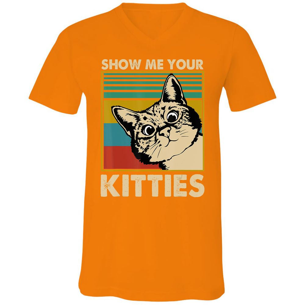 Unisex V-Neck T-Shirt - U6K3JDLX - Orange - 11