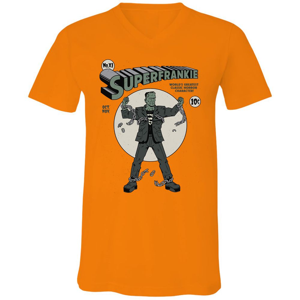Unisex V-Neck T-Shirt - KBG7AU6R - Orange - 11