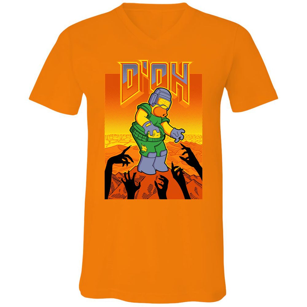 Unisex V-Neck T-Shirt - RQKPZATB - Orange - 11