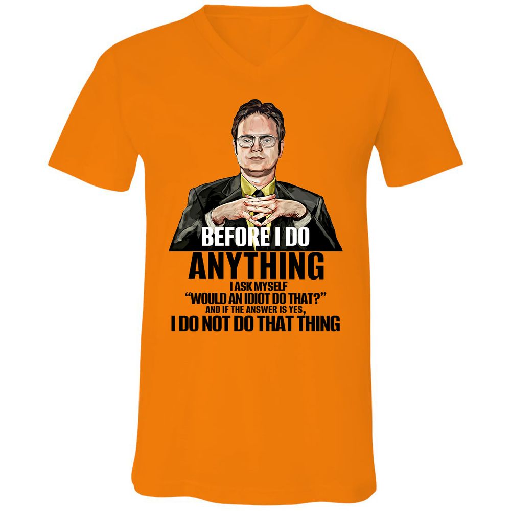 Unisex V-Neck T-Shirt - MZD6N9HQ - Orange - 11