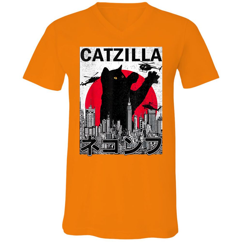 Unisex V-Neck T-Shirt - Q99Q2HJ6 - Orange - 11