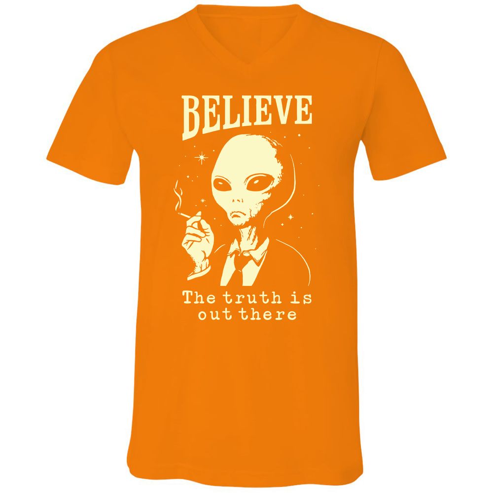Unisex V-Neck T-Shirt - SNB6TE8J - Orange - 11