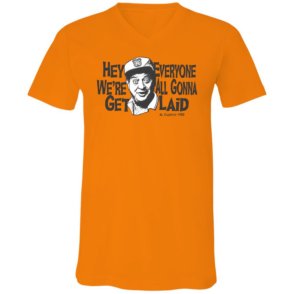 Unisex V-Neck T-Shirt - QH64ZL82 - Orange - 11