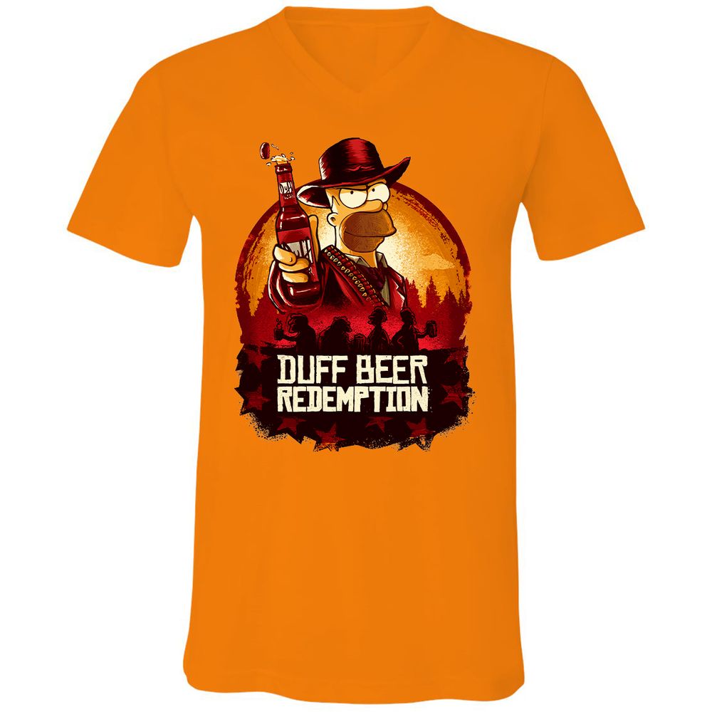 Unisex V-Neck T-Shirt - 3753U7E8 - Orange - 11