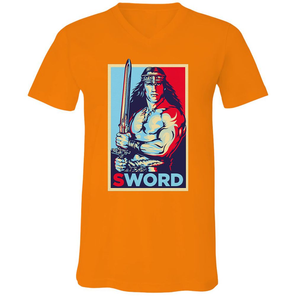 Unisex V-Neck T-Shirt - K8JV657Z - Orange - 11