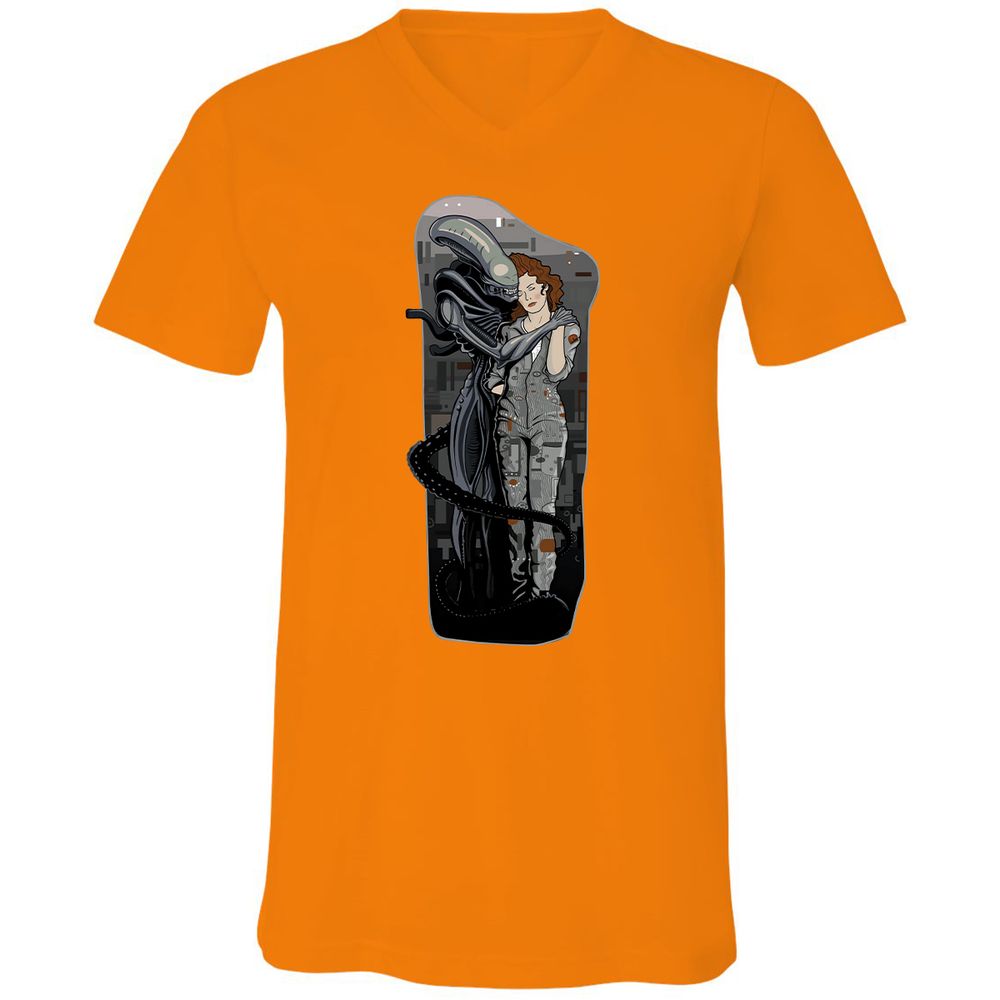 Unisex V-Neck T-Shirt - R4KUAQ4D - Orange - 11
