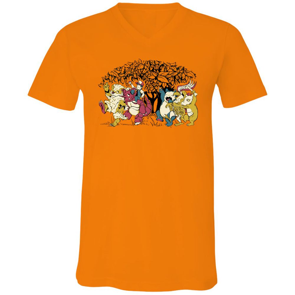 Unisex V-Neck T-Shirt - NZB1VPYZ - Orange - 11