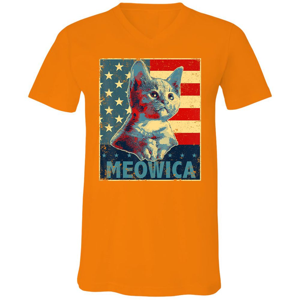 Unisex V-Neck T-Shirt - Z6EFX86C - Orange - 11