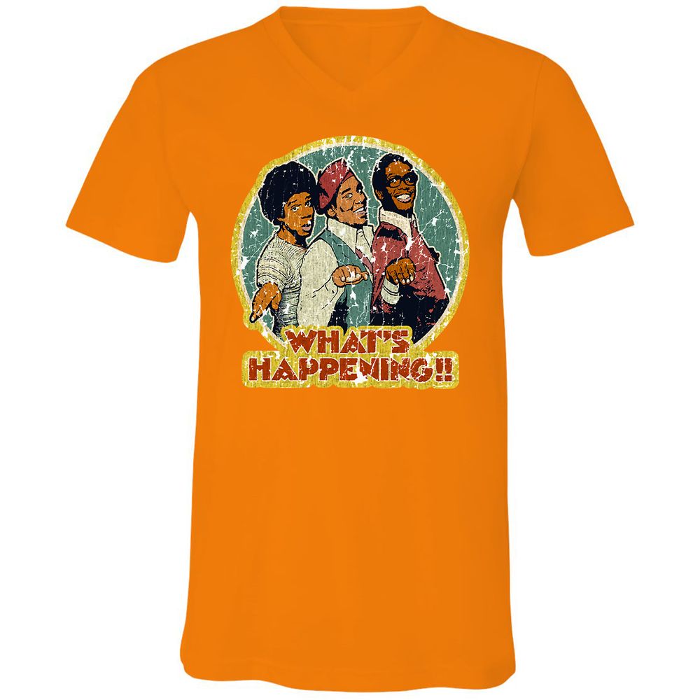 Unisex V-Neck T-Shirt - W7U9CAV2 - Orange - 11