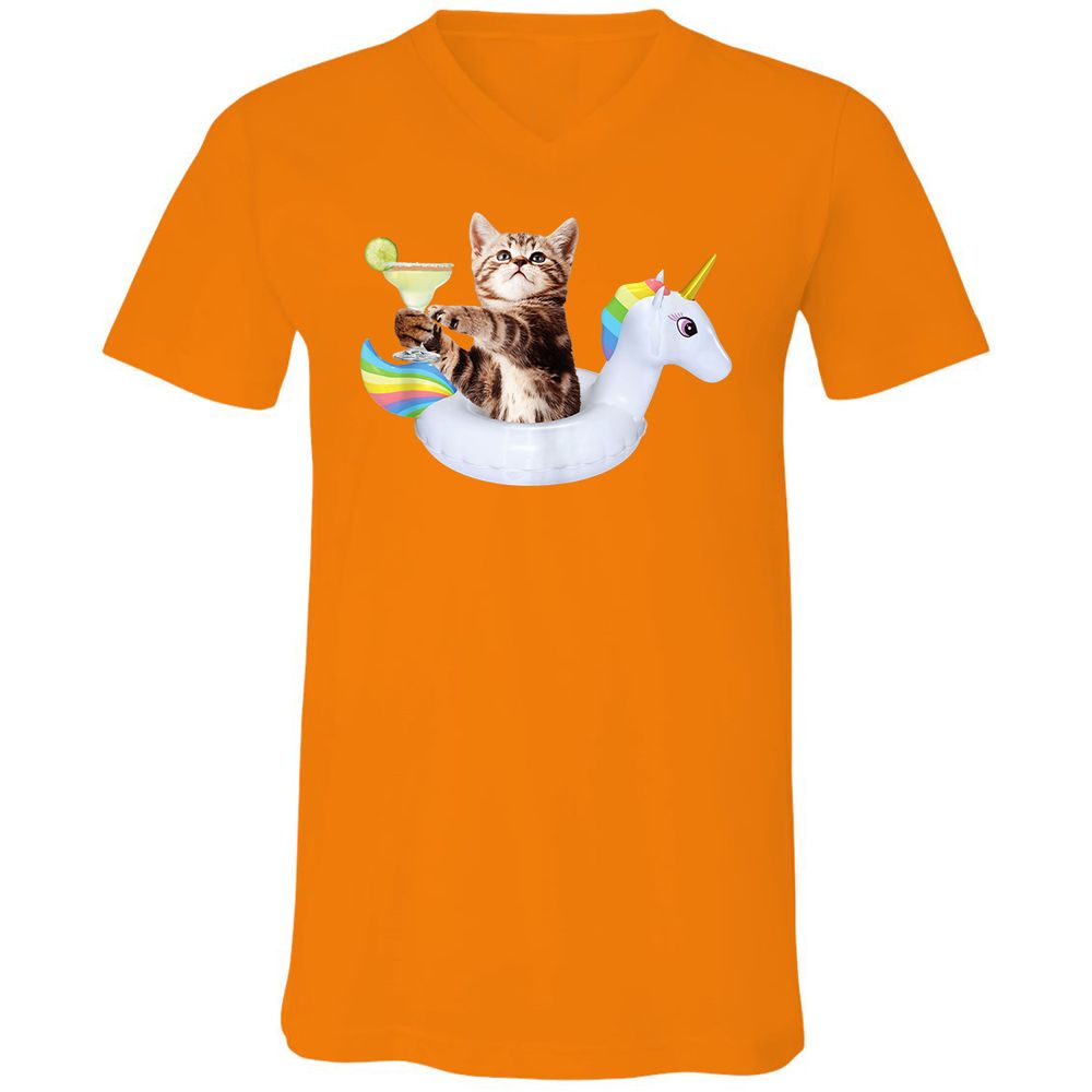 Unisex V-Neck T-Shirt - YWKQTJC4 - Orange - 11