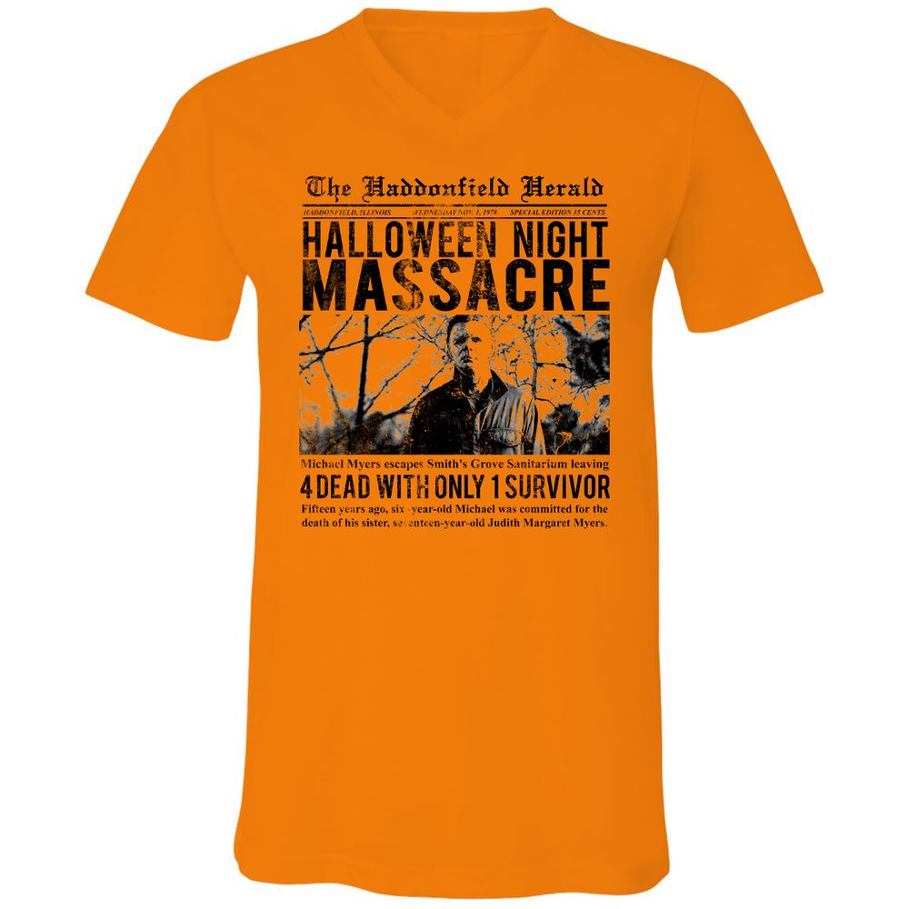 Unisex V-Neck T-Shirt - XU5SQE17 - Orange - 11