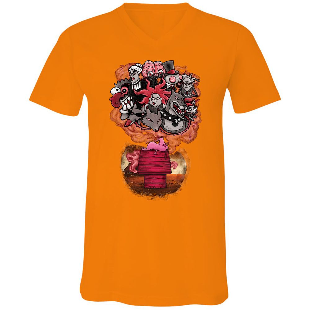 Unisex V-Neck T-Shirt - 7XVA3XHJ - Orange - 11
