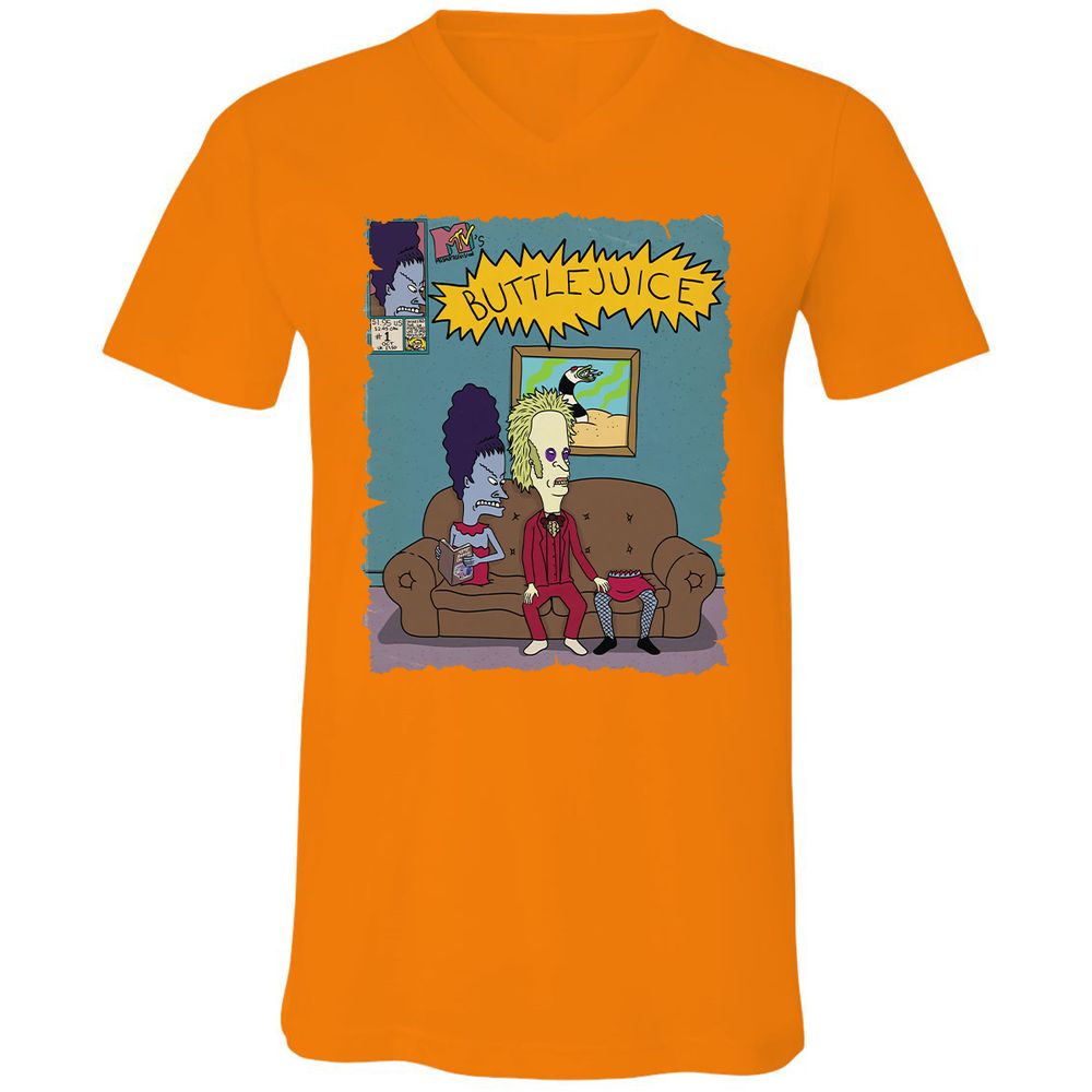 Unisex V-Neck T-Shirt - VS9YVM6L - Orange - 11